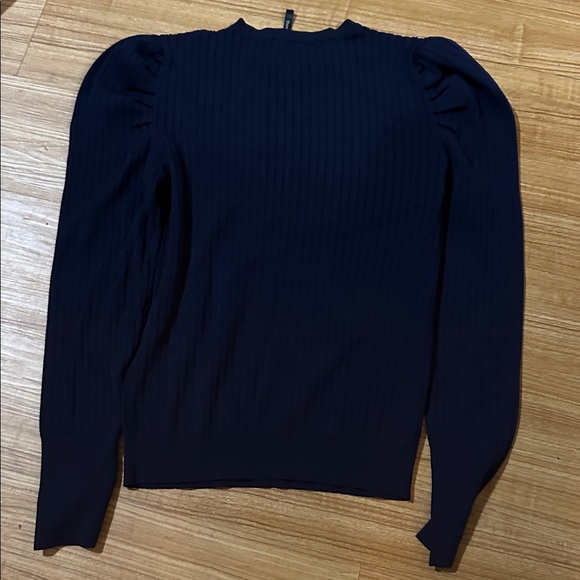 Doe & Rae Blue Ribbed Long Sleeve Top - Picture 3 of 3